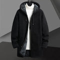 Men’s Fleece-Lined Hooded Cardigan Sweater – Mid-Length Zip-Up Winter Jacket