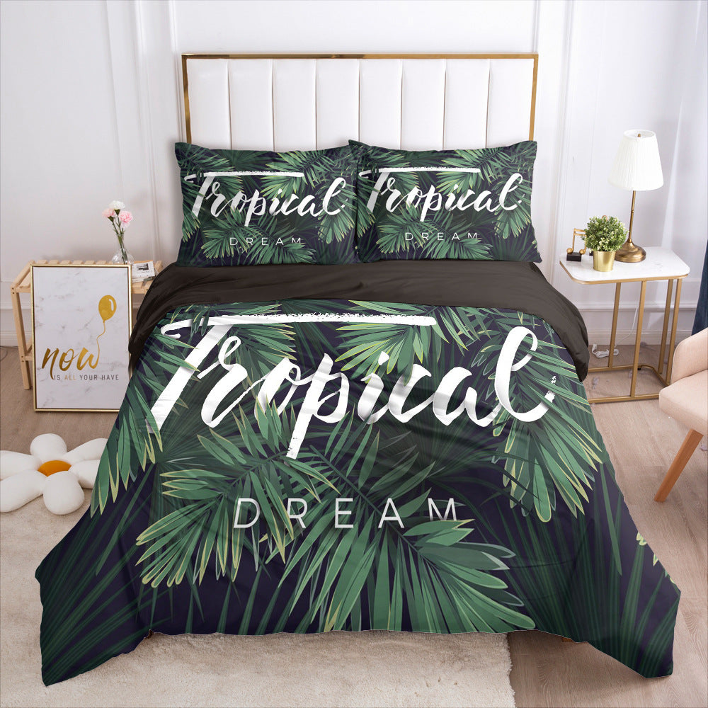 Nordic Spring Green Leaf Bedding Set