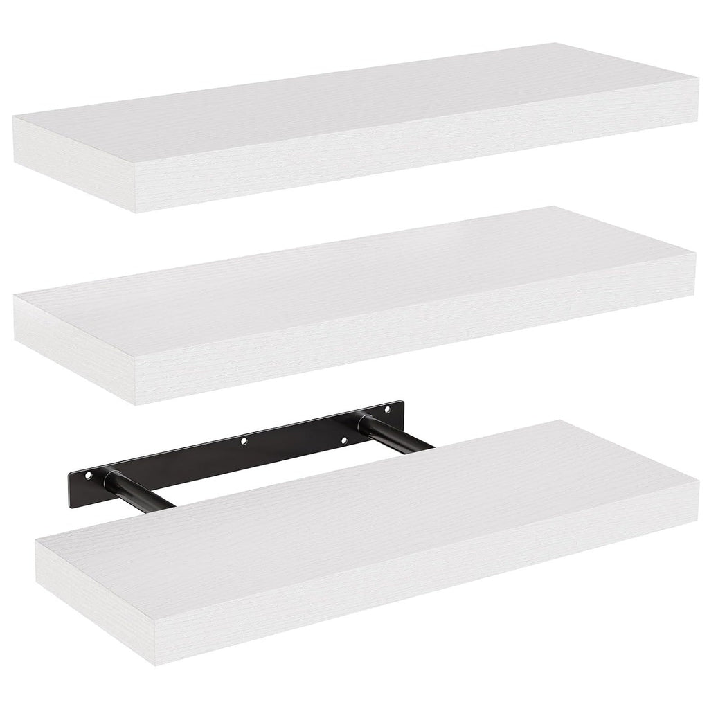 One-Line Floating Wall Shelf – 3-Tier Wooden Bamboo Wall-Mounted Storage Shelf