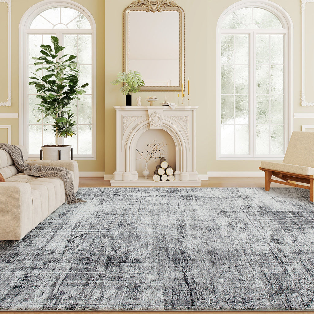 Area Rug for Living Room 5x7, Modern Abstract Machine Washable Rug, Non-Slip Carpet for Bedroom, Dining Room, Grey