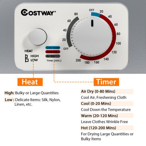1.5 Cu.ft Clothes Dryer with with Stainless Steel Wall Mount-Silver