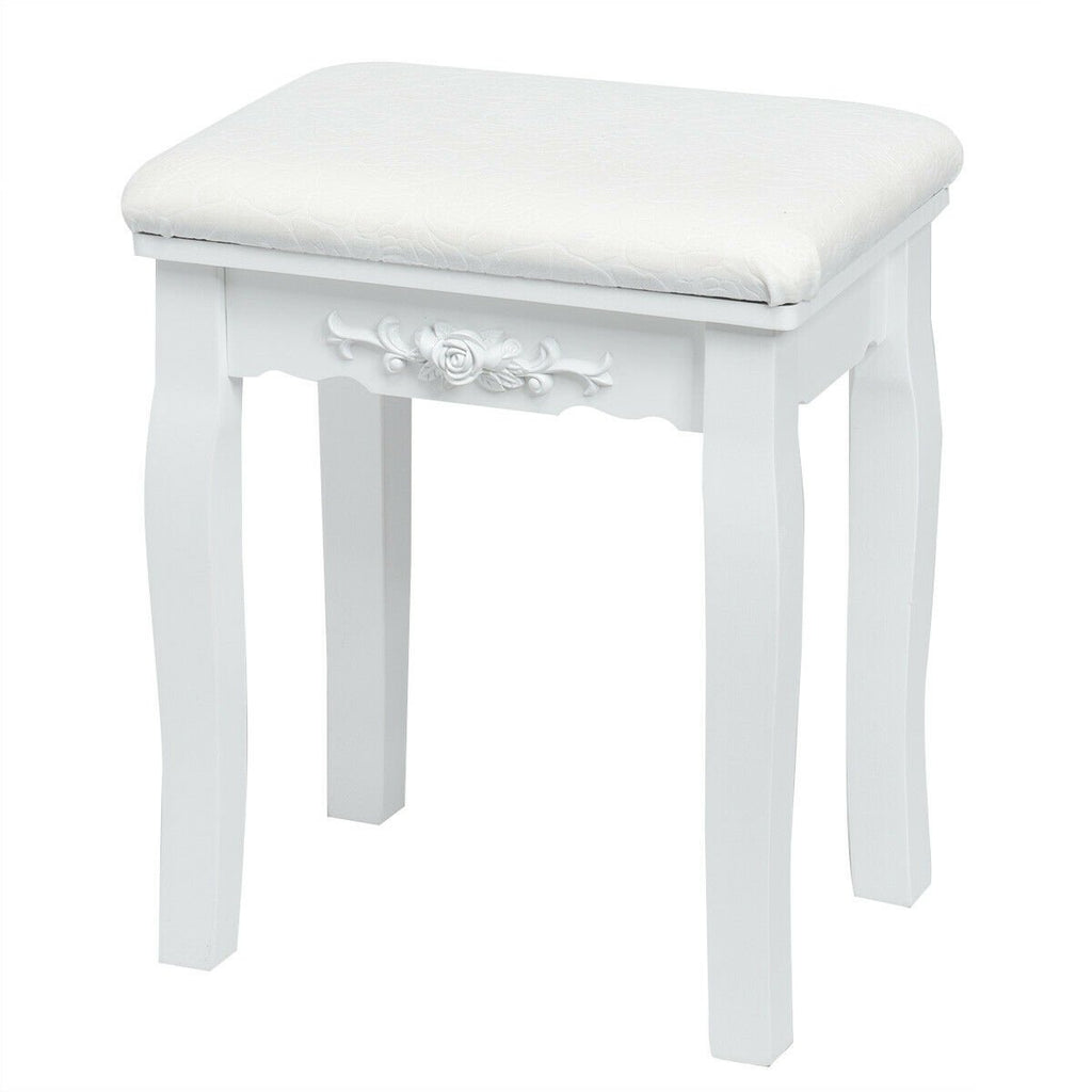 10 Dimmable Lights Vanity Table Set with Lighted Mirror and Cushioned Stool-White