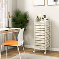 10 Drawer Rolling Storage Cart Organizer with 4 Universal Casters-White