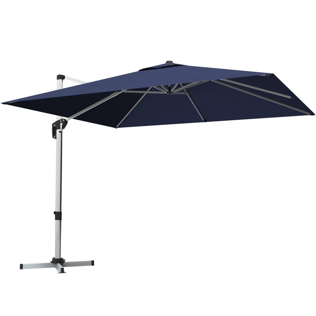10 Feet 360° Tilt Aluminum Square Patio Umbrella without Weight Base-Navy
