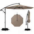 10 Feet Offset Hanging Umbrella with Base Patio Cantilever Umbrella with Tilt-Taupe