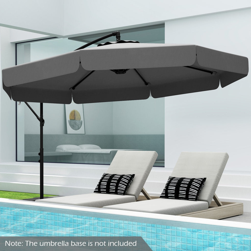10 Feet Patio Cantilever Umbrella with Cover Tilt Adjustment and Ruffled Edge-Gray