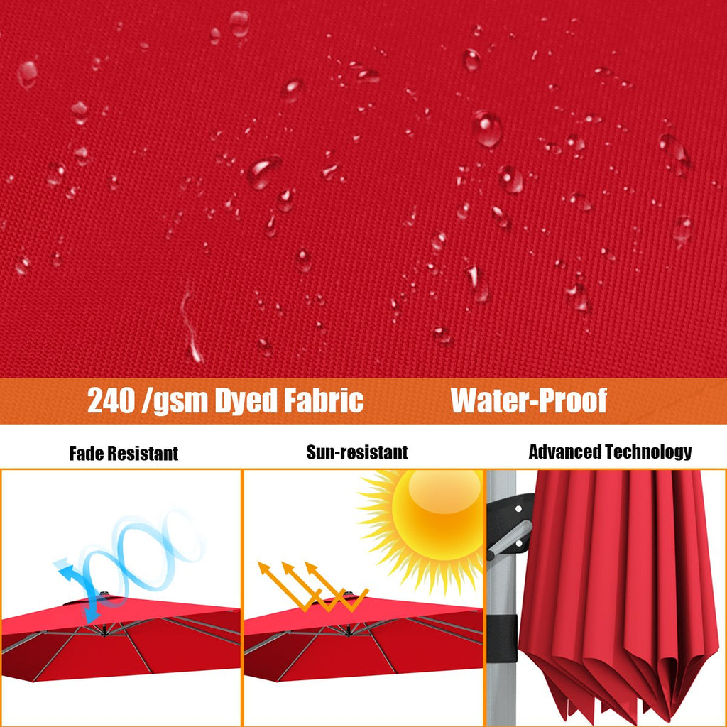 10 ft 360 Degree Tilt Aluminum Square Patio Offset Cantilever Umbrella without Weight Base-Burgundy