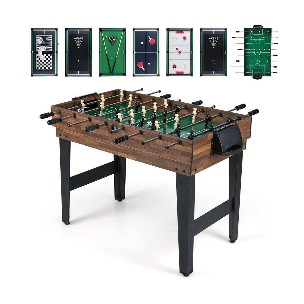 10-in-1 Combo Game Table Set 50inch Multi-Game Table with Foosball-Brown