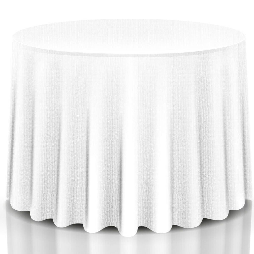 10 Pieces 90 Inch Home Restaurant Polyester Round Tablecloth-White
