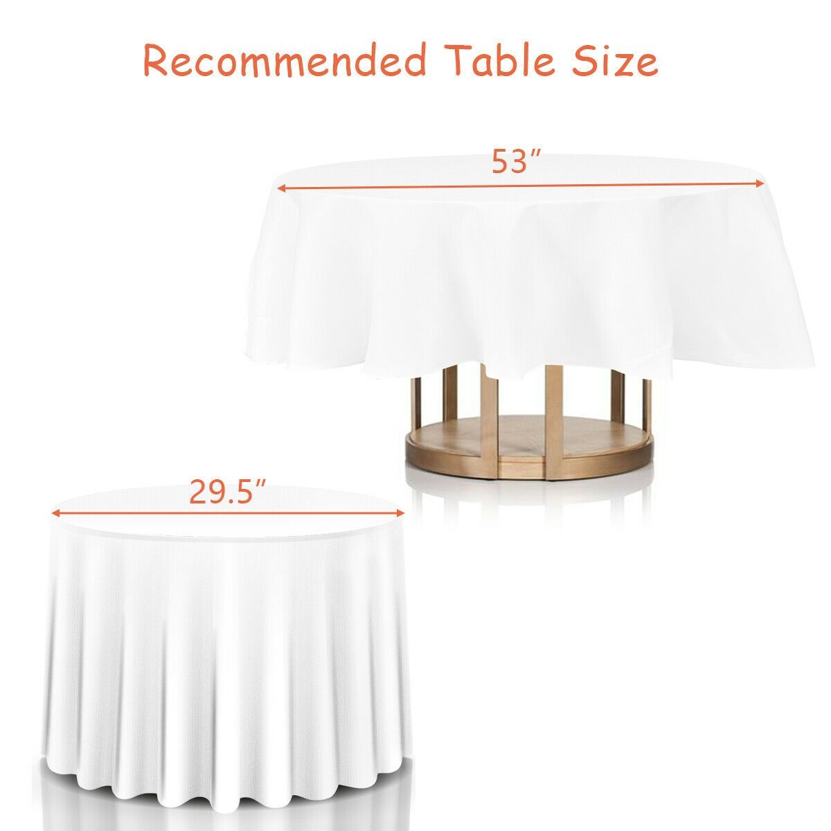 10 Pieces 90 Inch Home Restaurant Polyester Round Tablecloth-White
