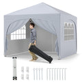 10 X 10 FT Pop up Canopy Tent with 4 Removable Sidewall-White