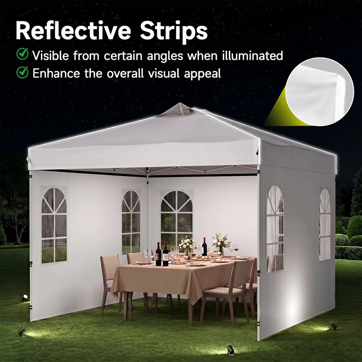 10 x 10 FT Pop Up Canopy Tent with 4 Sidewalls and Adjustable Height Waterproof-White