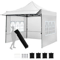 10 x 10 FT Pop up Canopy Tent with Sidewalls and Awning for Party Picnic Event-White