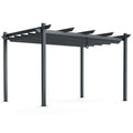 10 x 13 Feet Outdoor Aluminum Retractable Pergola Canopy Shelter-Gray