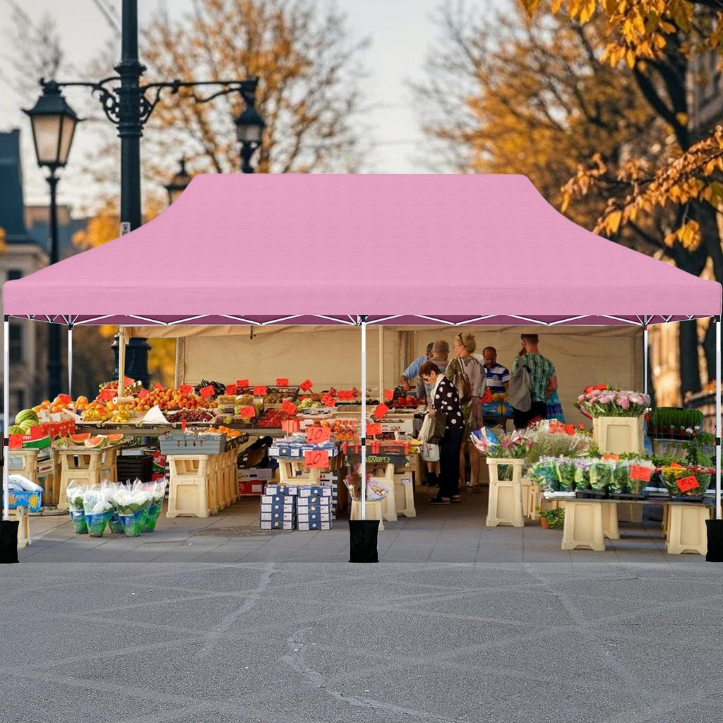 10 X 20 FT Pop up Canopy Tent Foldable Portable Outdoor Gazebo with Carry Bag-Pink