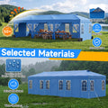 10 x 30 FT Pop Up Canopy Tent with 8 Sidewalls and Adjustable Height-Blue