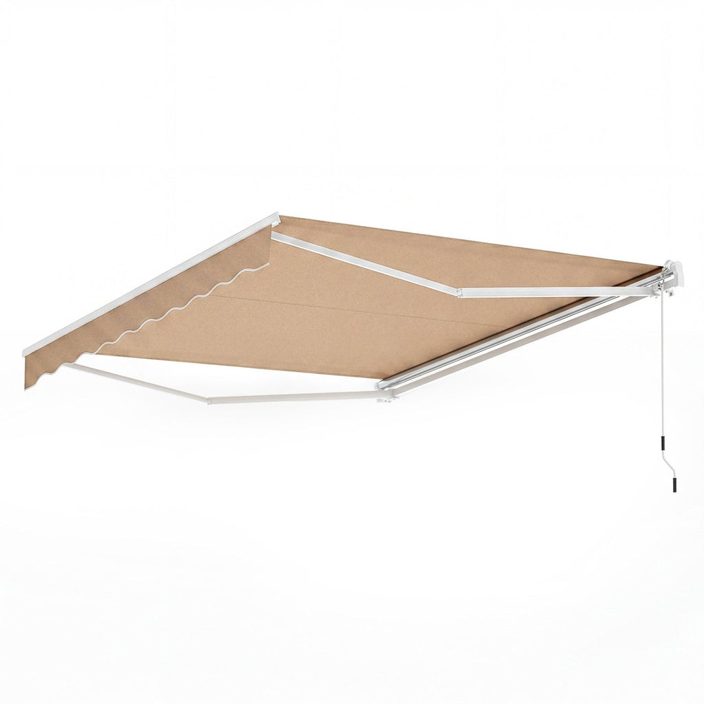10 x 8.2 Feet Retractable Awning with Easy Opening Manual Crank Handle-Brown