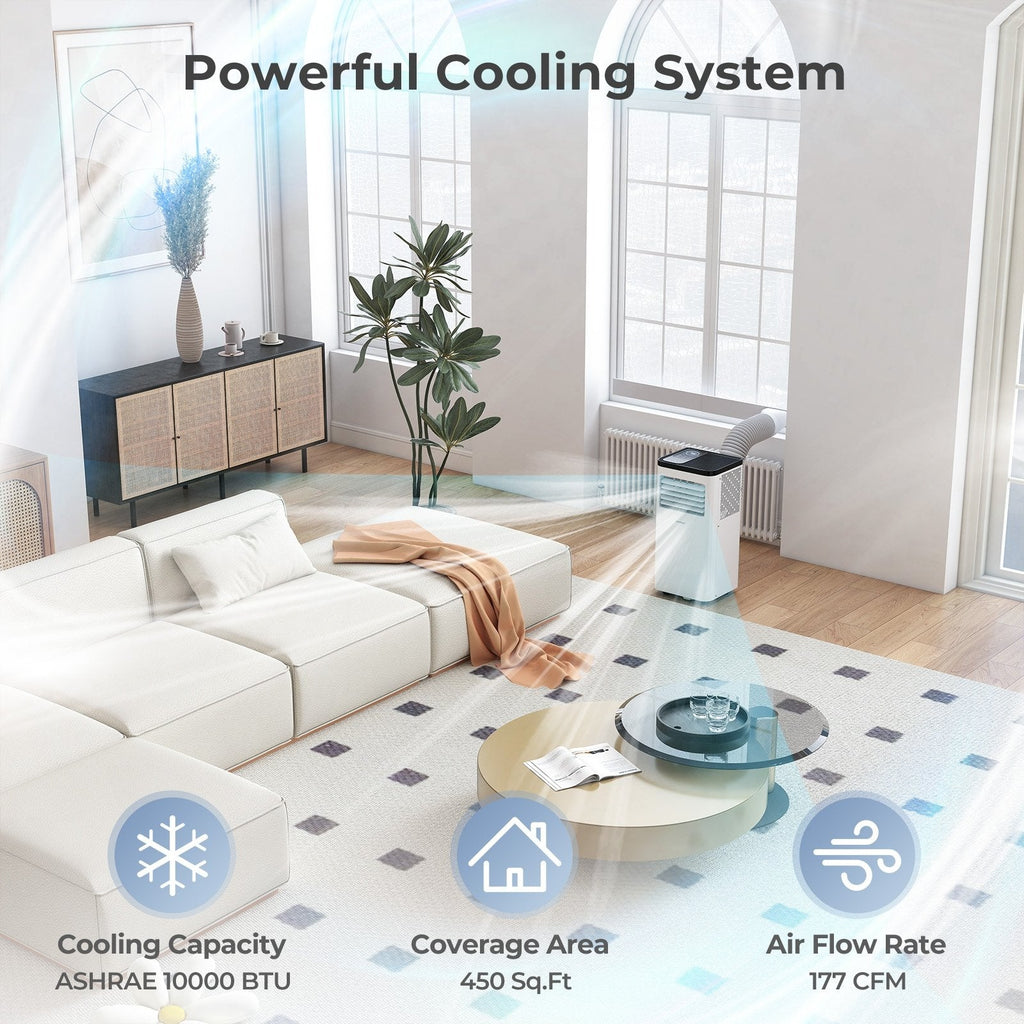 10000 BTU Portable Air Conditioner, 3 in 1 Floor AC Unit with Fan and Dehumidifier, 450 sq ft