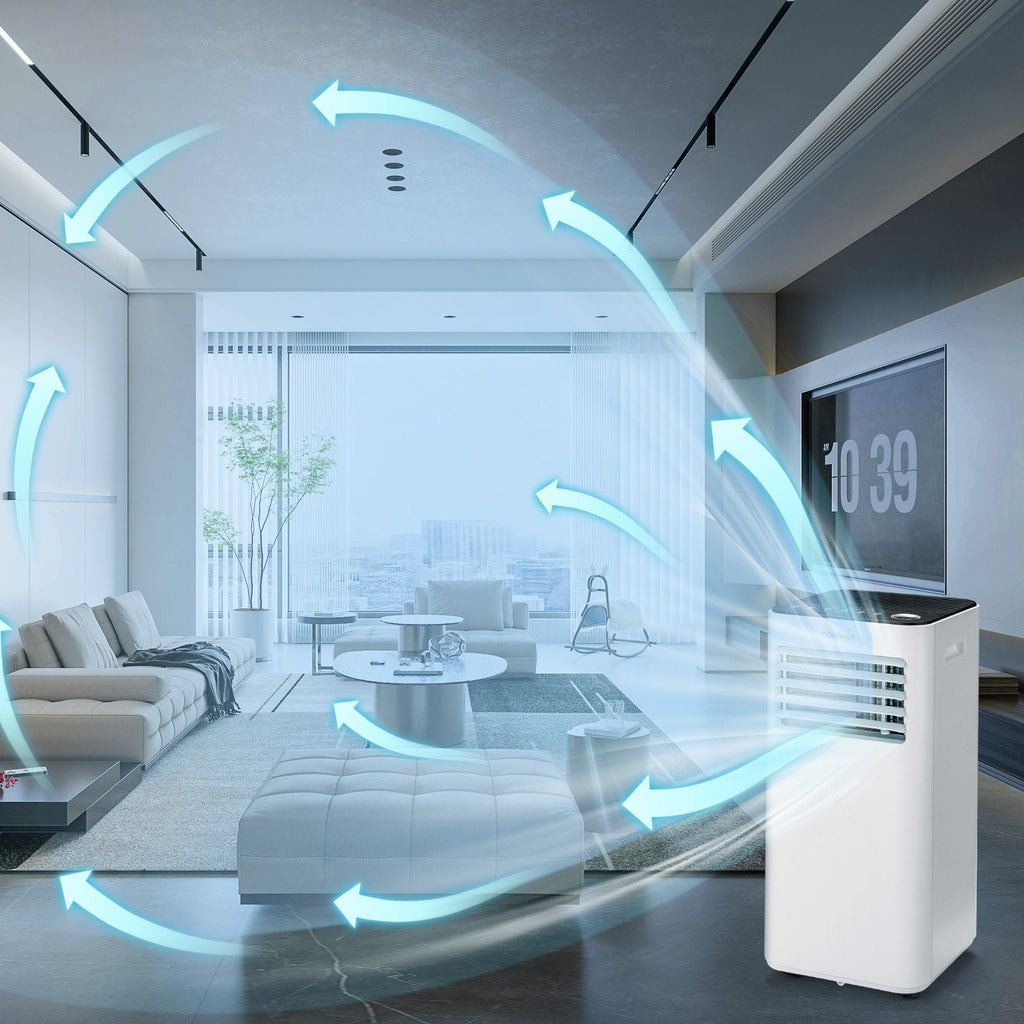 10000 BTU Portable Air Conditioner with Fan, Dehumidifier and Sleep Mode, White, 350 sq ft