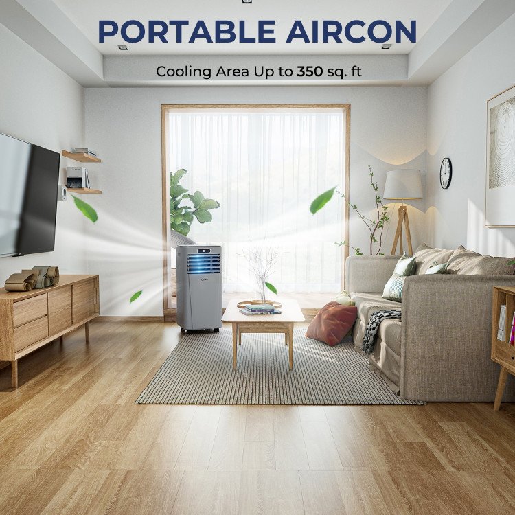 10000 BTU Portable Air Conditioner with Remote Control, Gray, Cools up to 350 sq ft