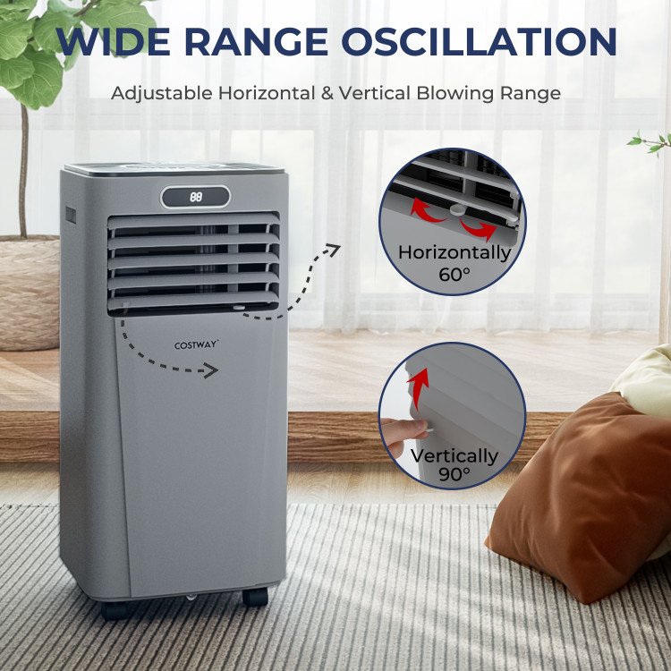 10000 BTU Portable Air Conditioner with Remote Control, Gray, Cools up to 350 sq ft