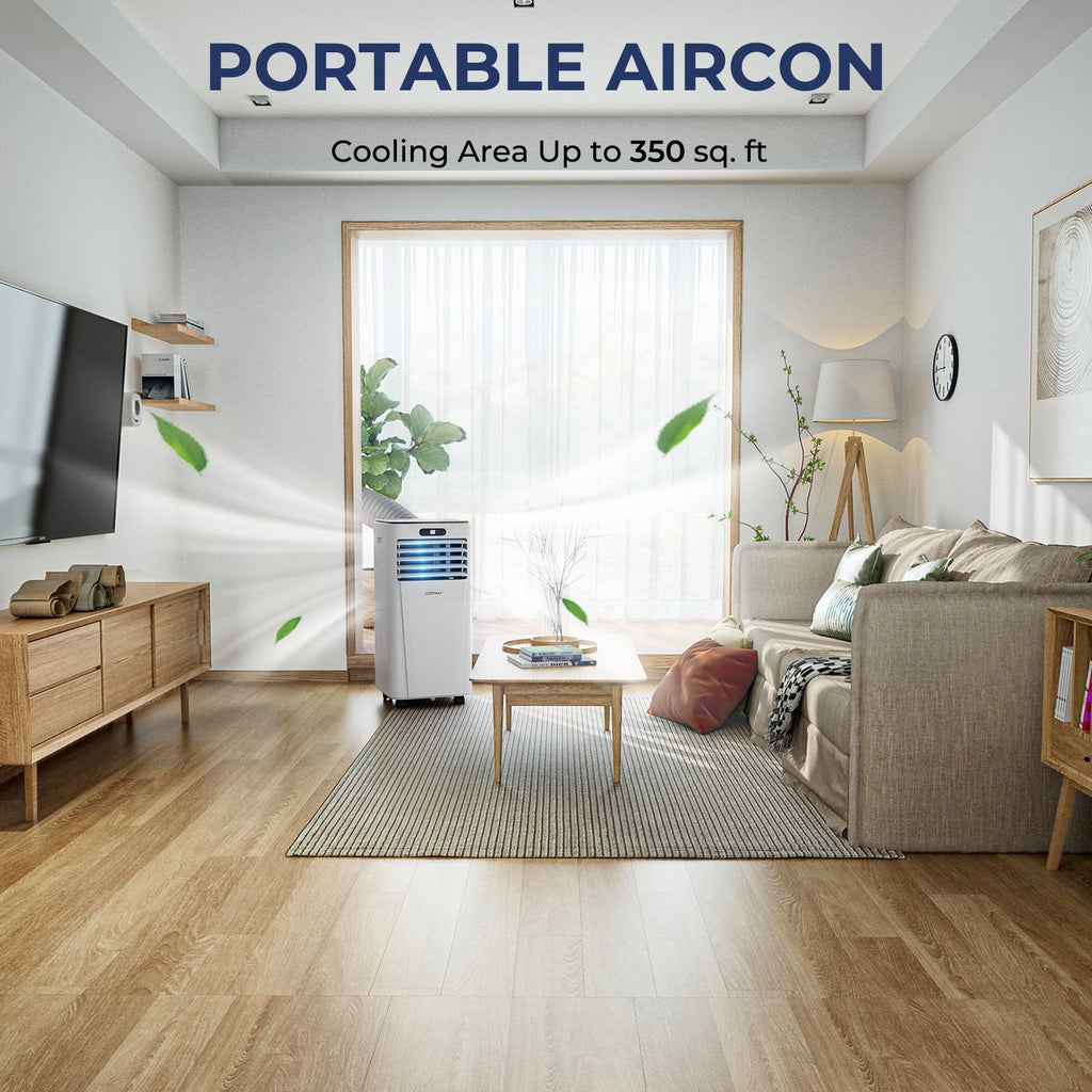 10000 BTU 4-in-1 Portable Air Conditioner with Dehumidifier and Fan Mode, White, 350 sq ft
