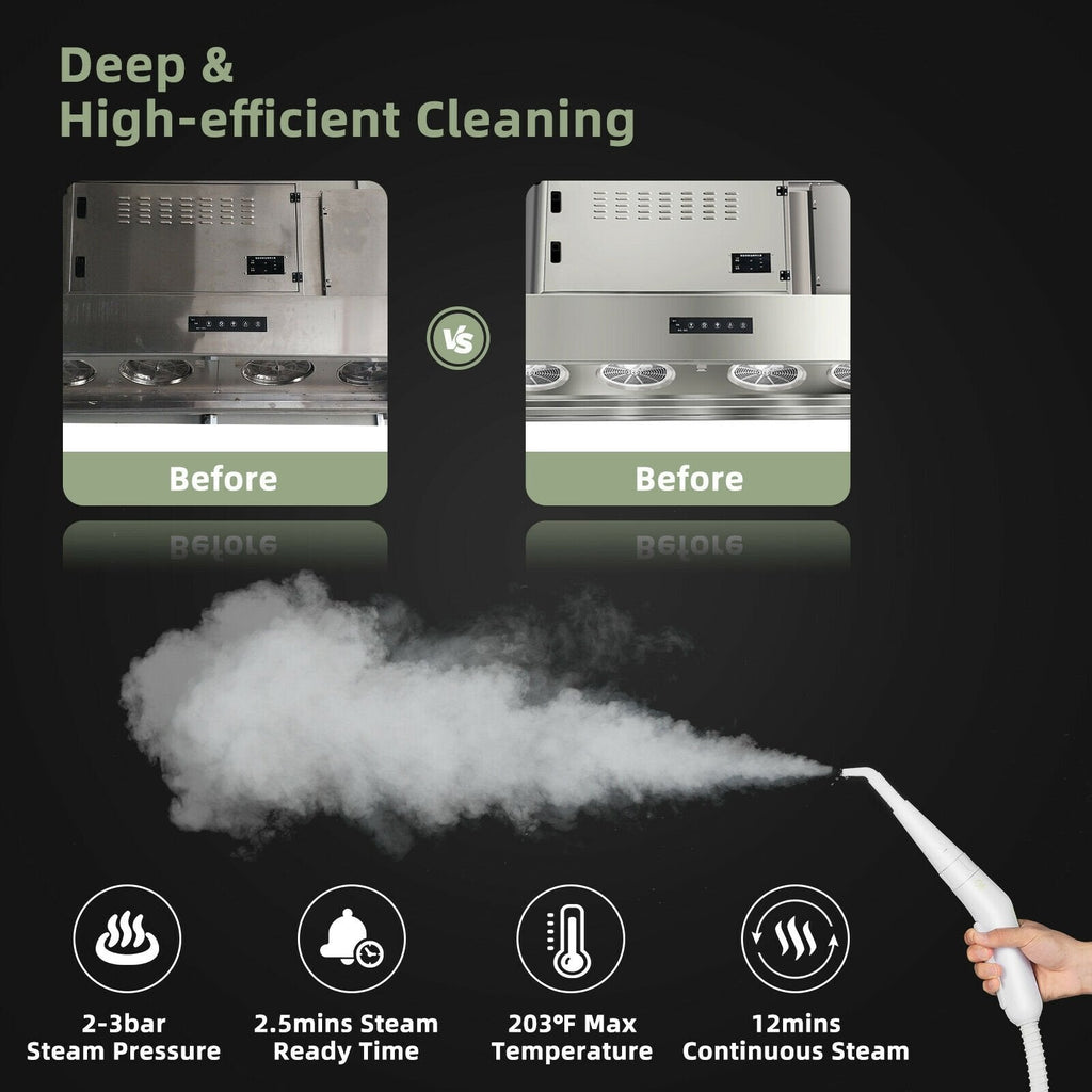 1000W Multifunction Portable Hand-held Steam Cleaner with 10 Accessories-Green