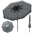 10 FT Solar LED Patio Umbrella for Deck and Pool-Gray