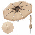 10 FT Solar LED Patio Umbrella for Deck and Pool-Beige