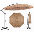 10 FT Solar Thatched Cantilever Umbrella with 12 Modes and Crank Lift-Brown