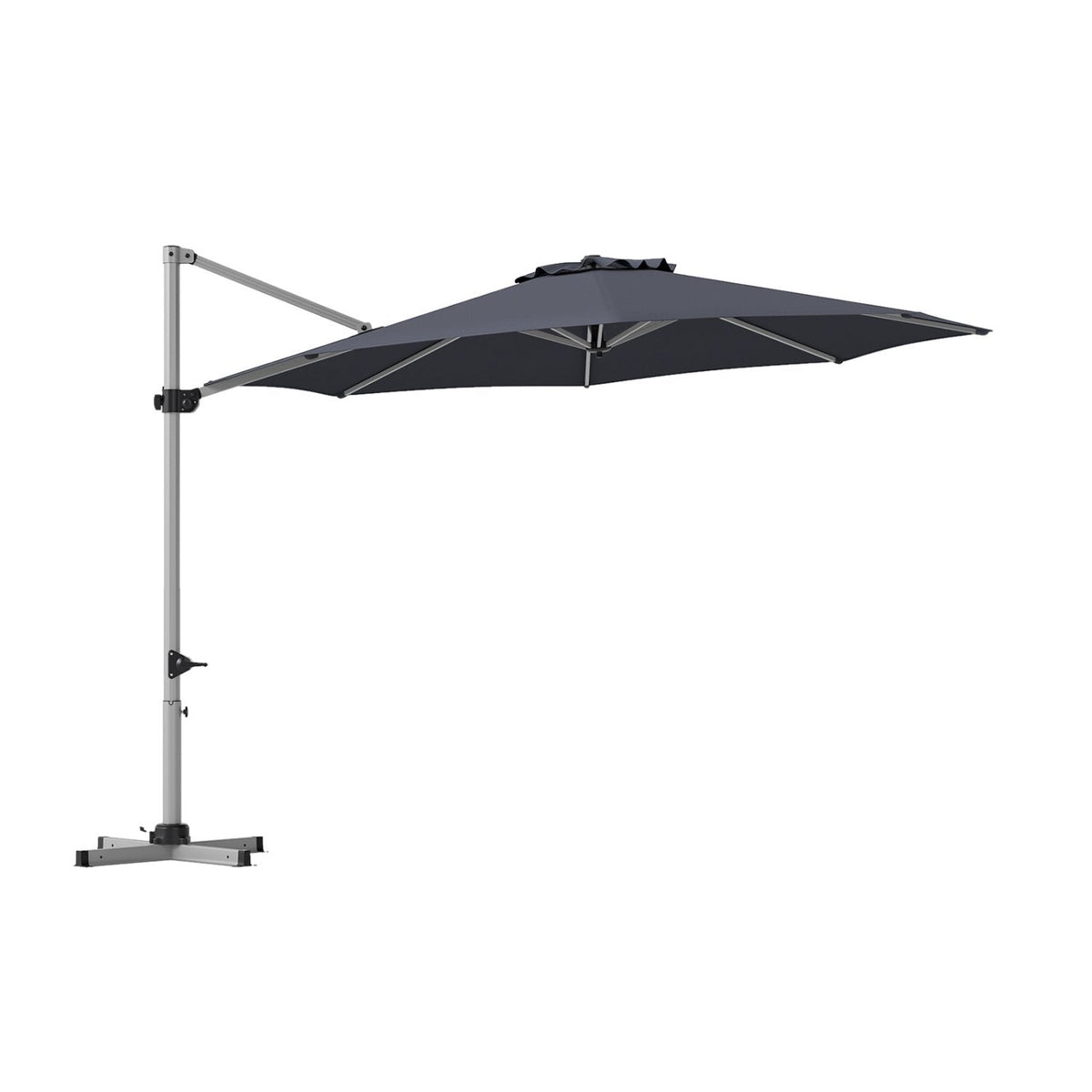 11 Feet Patio Offset Cantilever Umbrella 360° Rotation Aluminum Tilt-Gray