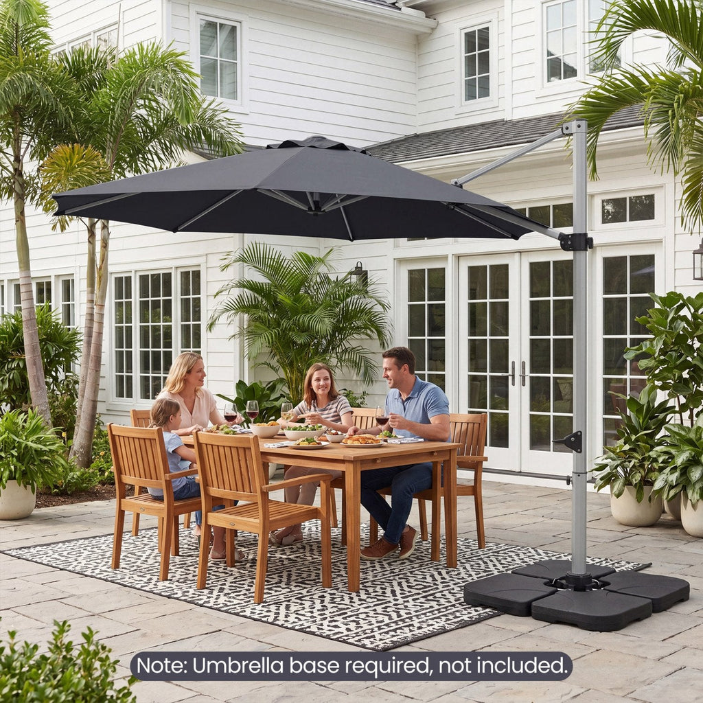 11 Feet Patio Offset Cantilever Umbrella 360° Rotation Aluminum Tilt-Gray