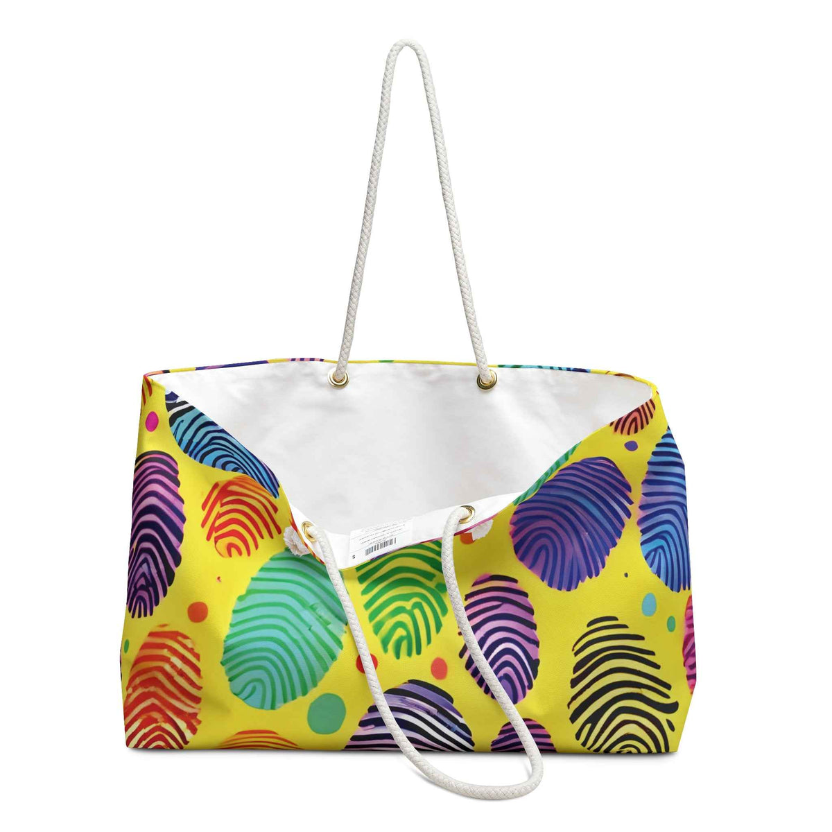 Rainbow Fingerprint Pattern Weekender Bag | Colorful Travel Tote | Busy Mom Gift