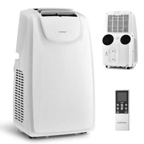 12000 BTU Dual Hose Portable Air Conditioner with Remote Control, White, 400 sq ft