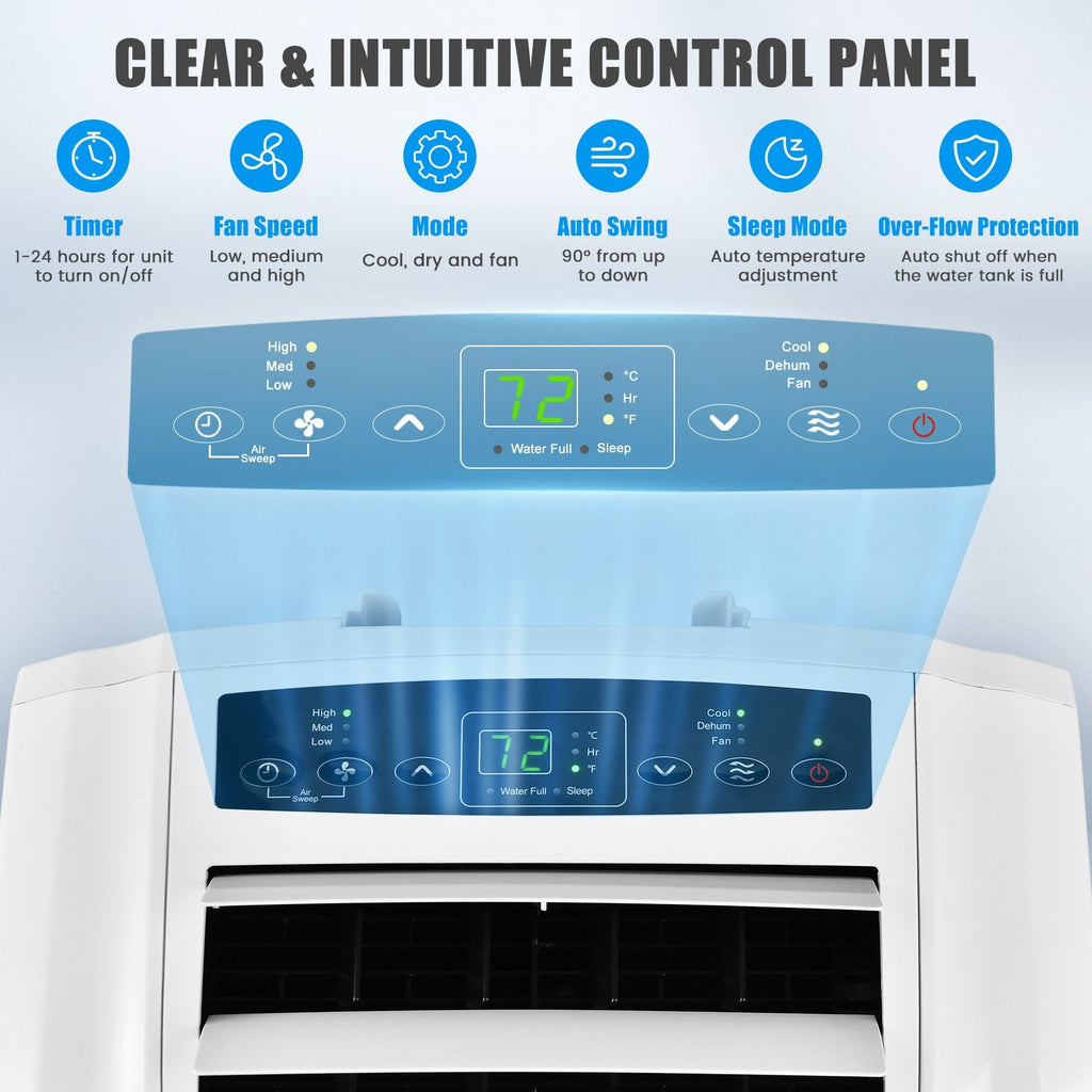 12000 BTU Dual Hose Portable Air Conditioner with Remote Control, White, 400 sq ft