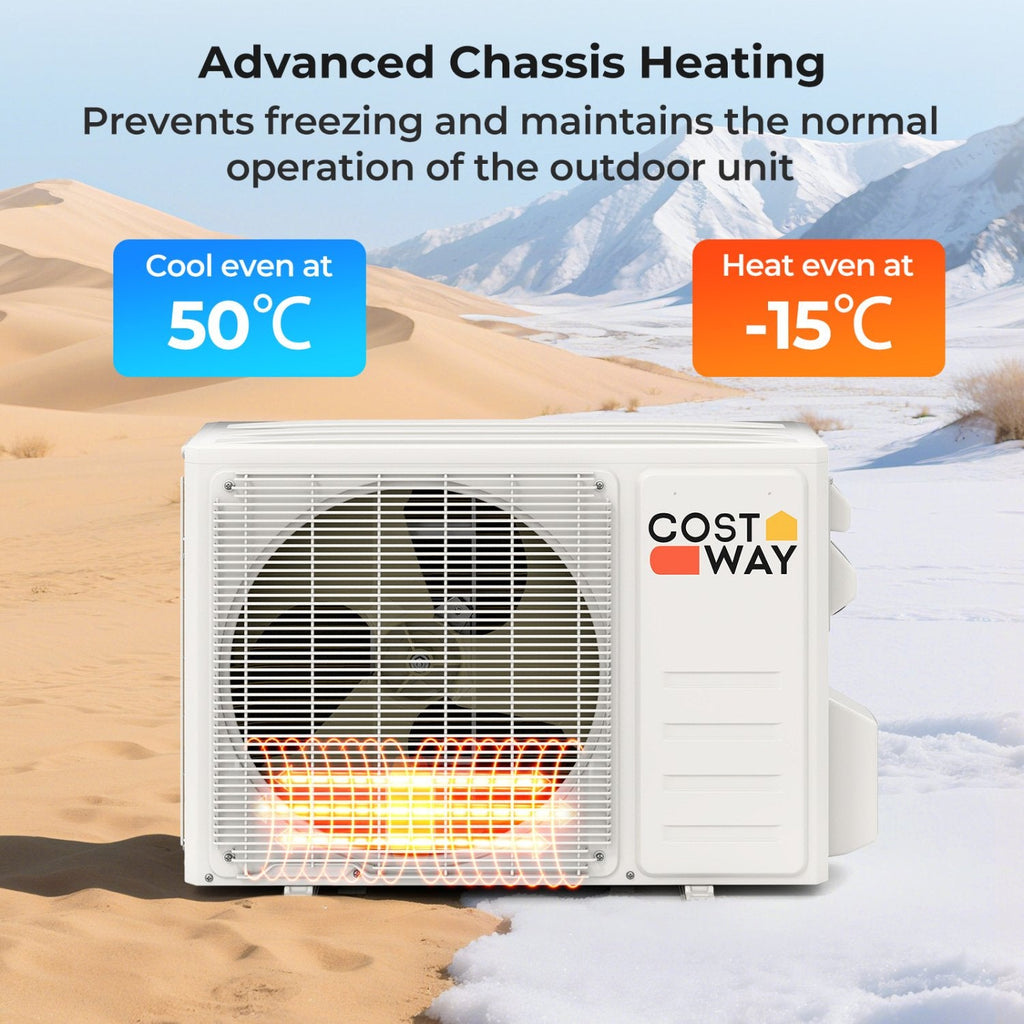 EchoCool Series 11500 BTU 208/230V Mini Split Air Conditioner and Heater Pump System