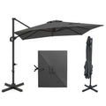 11 x 9 FT Cantilever Patio Umbrella with 360° Rotation and Easy Tilt Adjustment-Gray
