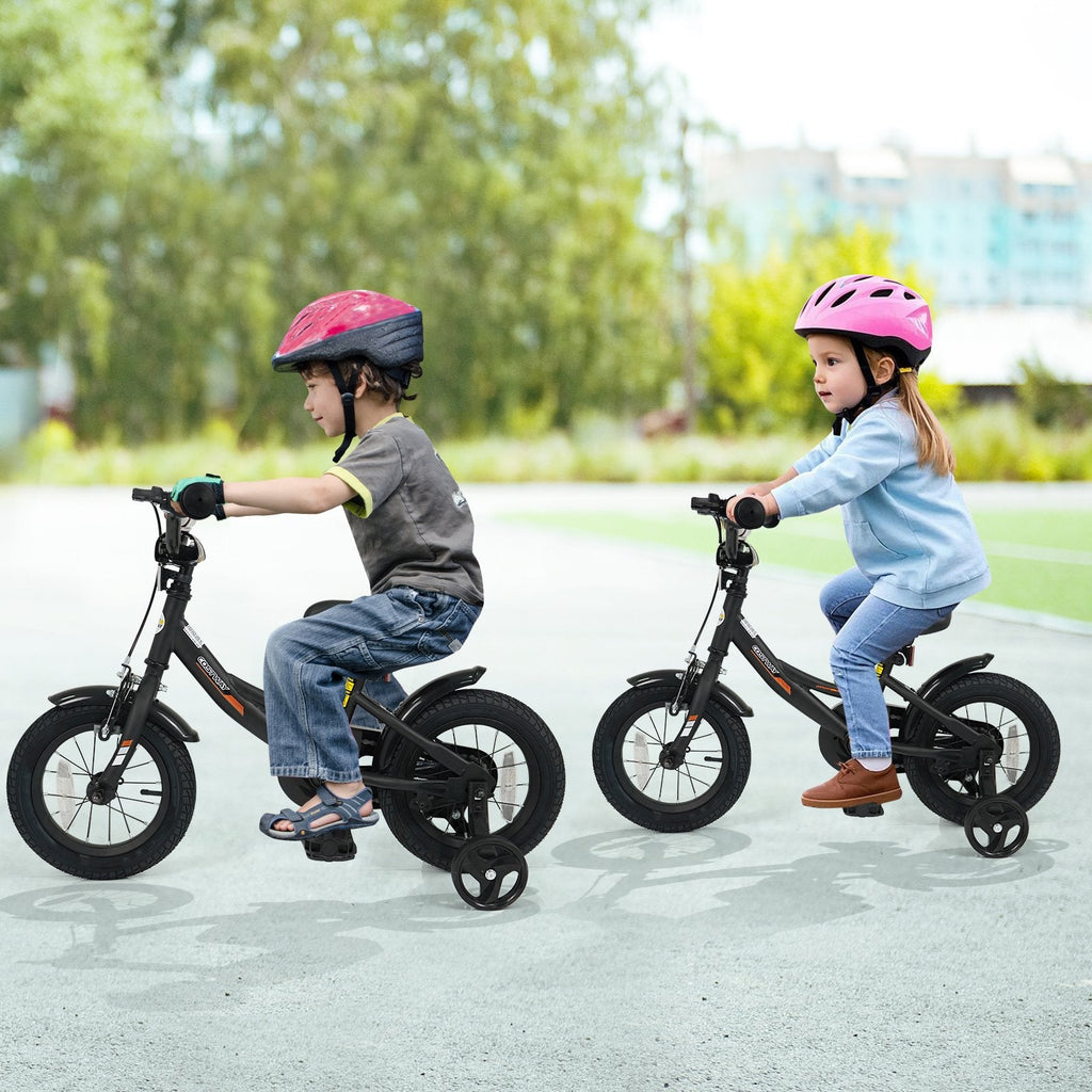 12 Inch Kids Bike with Removable Training Wheels and Adjustable Seat, Black
