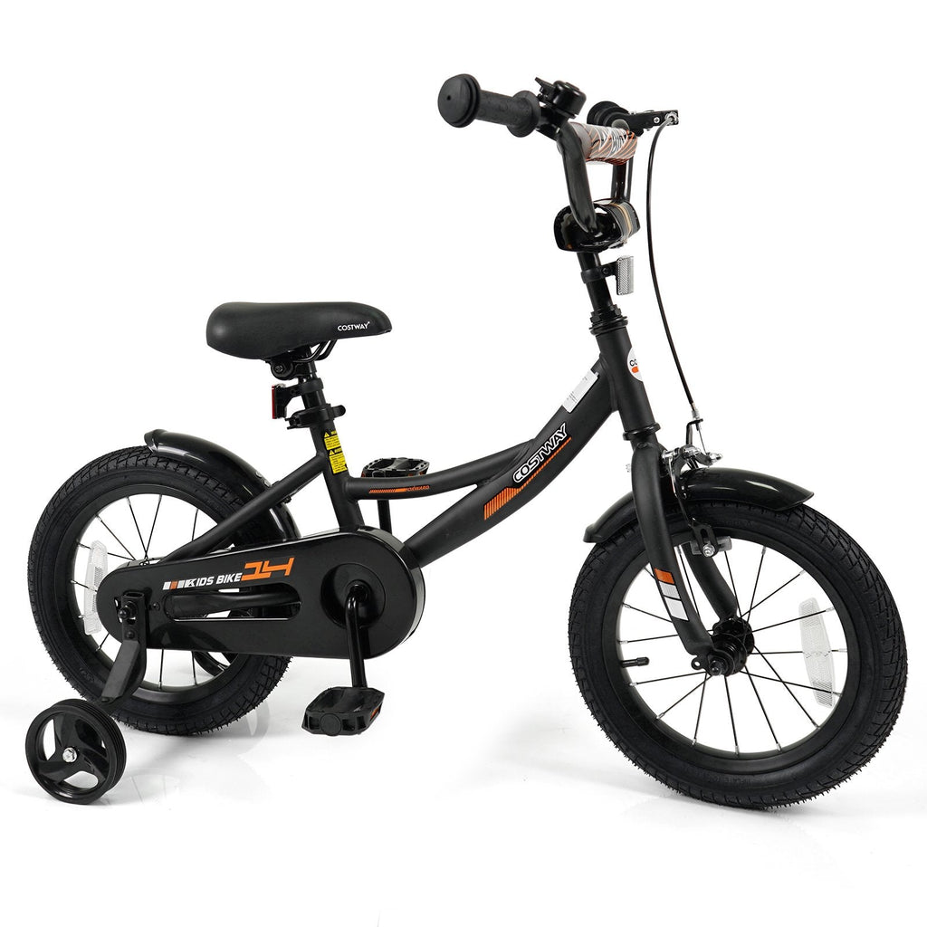 14 Inch Kids Bike with Removable Training Wheels and Adjustable Seat, Black