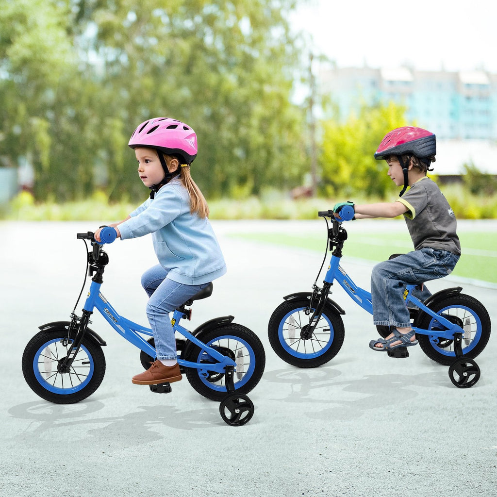 12 Inch Kids Bike with Removable Training Wheels and Adjustable Seat, Blue