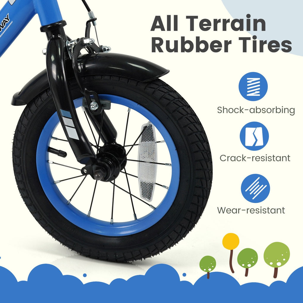 12 Inch Kids Bike with Removable Training Wheels and Adjustable Seat, Blue