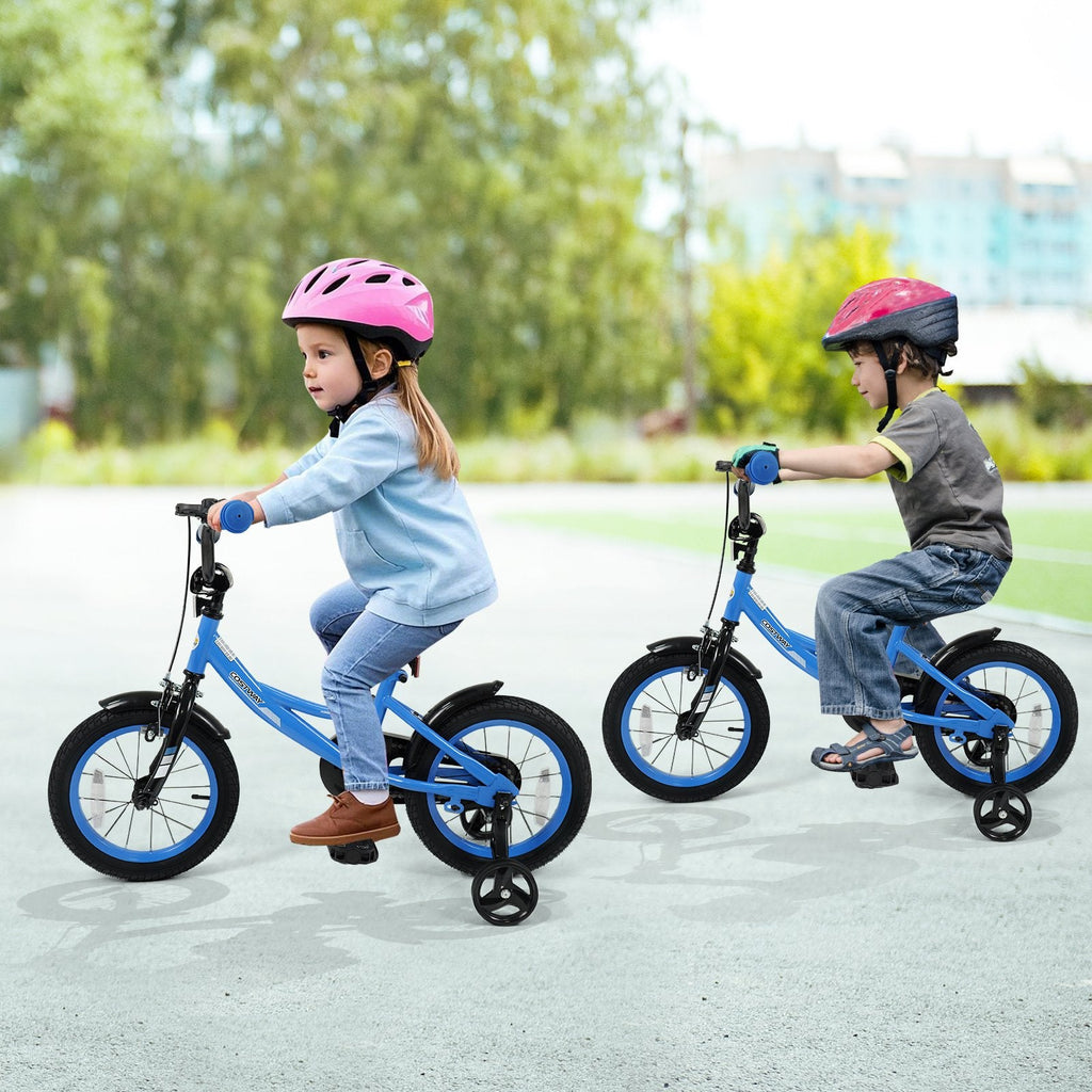 14 Inch Kids Bike with Removable Training Wheels and Adjustable Seat, Blue