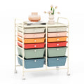 12 Drawers Rolling Cart Storage Scrapbook Paper Organizer Bins-Deep Multicolor