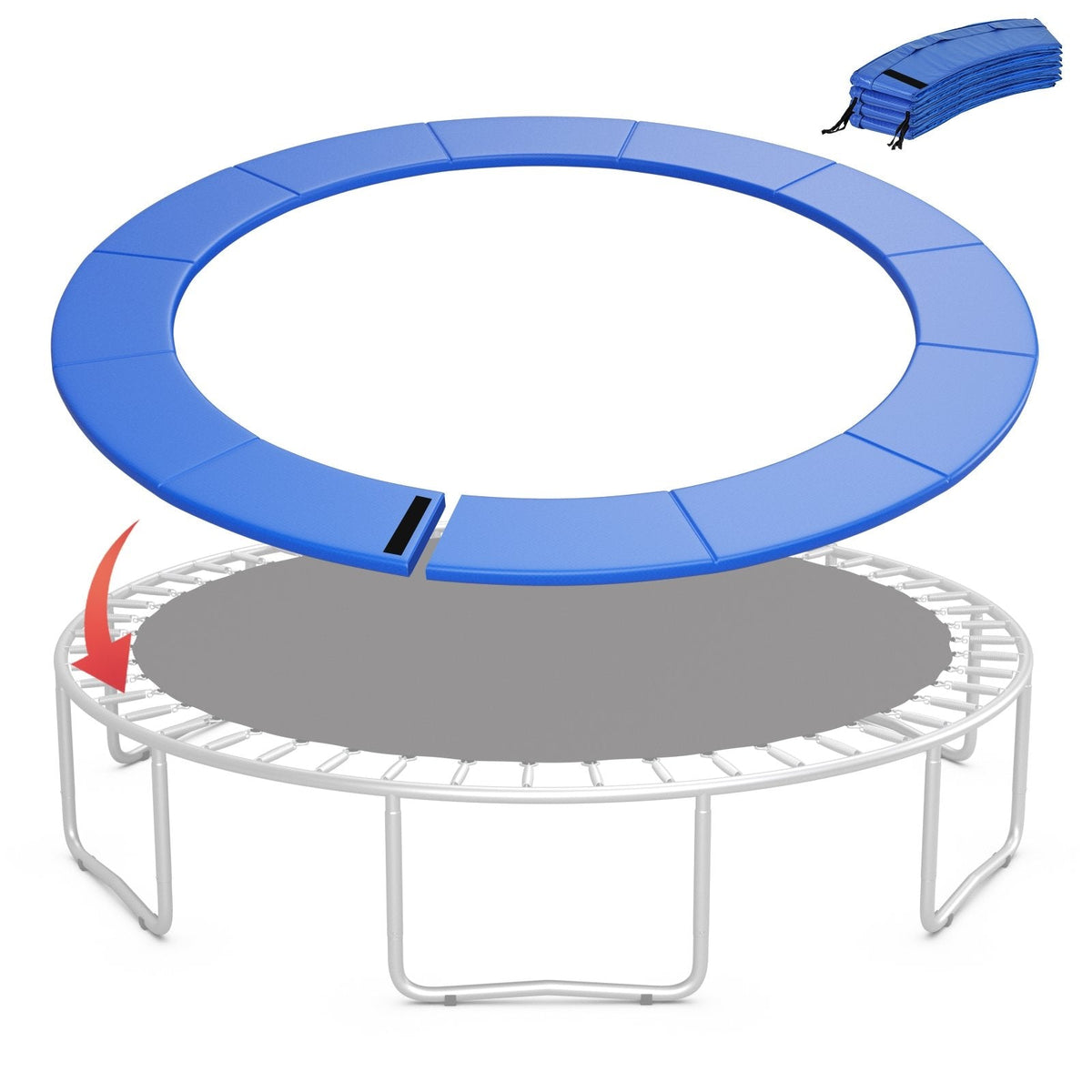12 Feet Trampoline Pad Replacement Safety Pad with Fixing Straps (Blue)