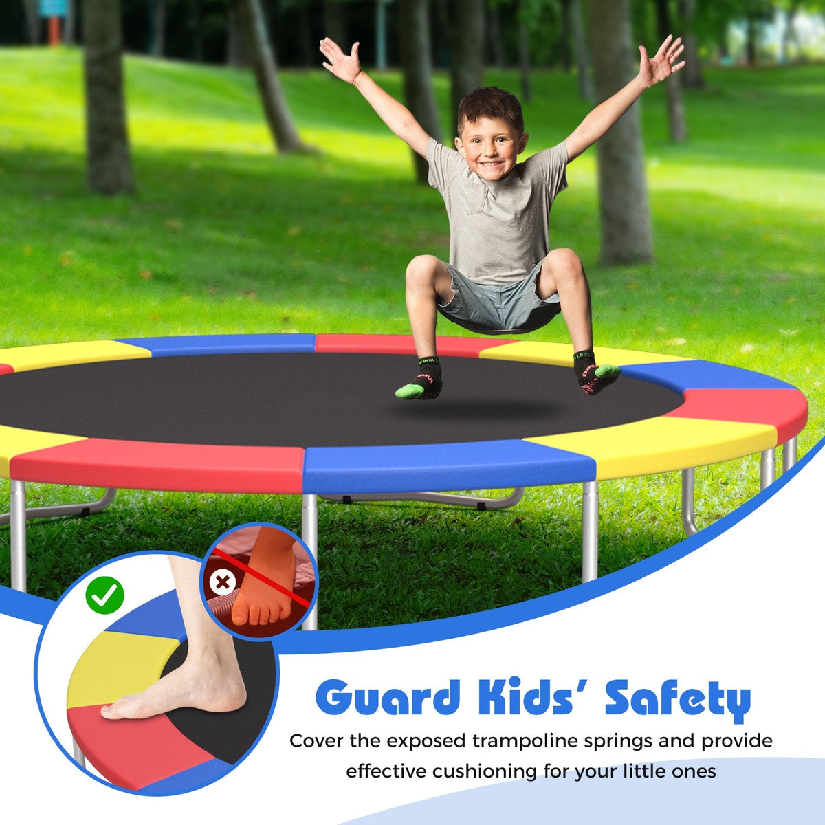 12 Feet Trampoline Pad Replacement Safety Pad with Fixing Straps (Multicolor)