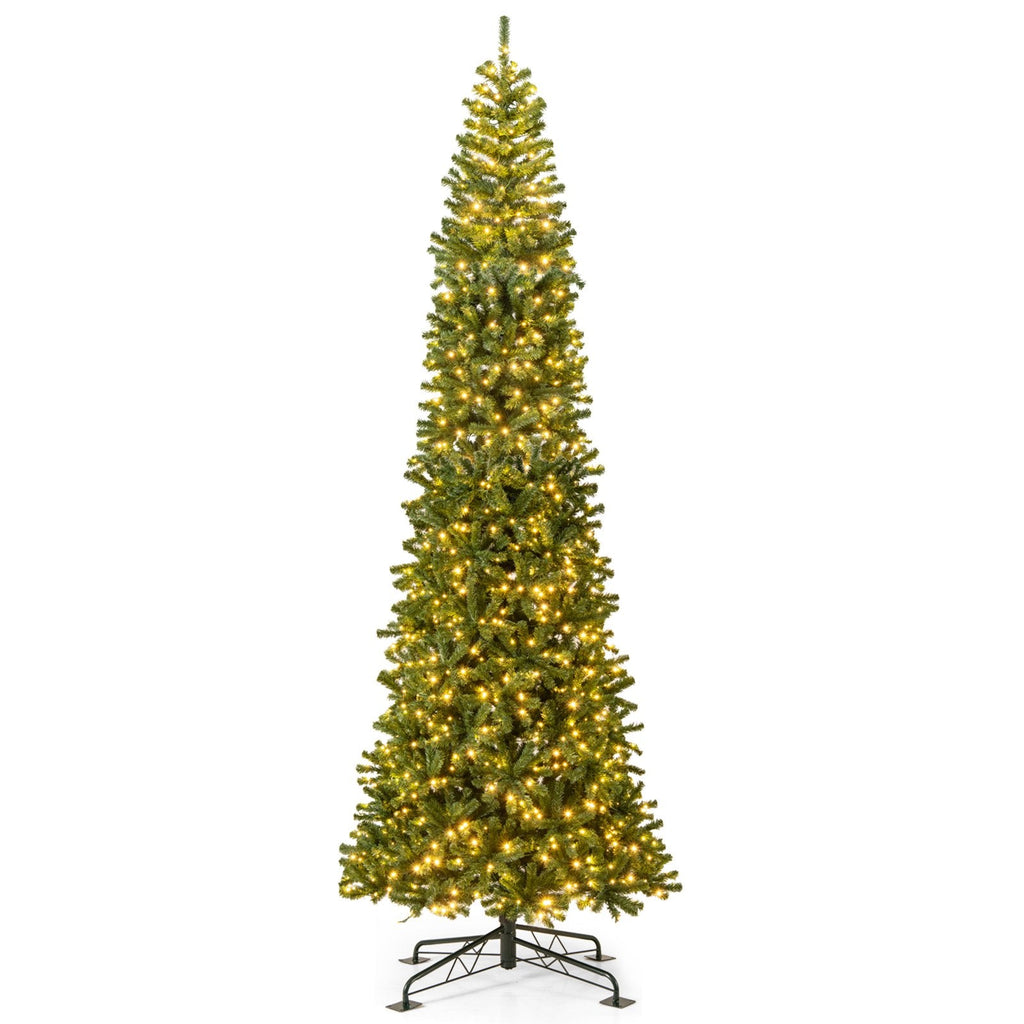 12 FT Pre-Lit Hinged Artificial Christmas Tree, 2536 PVC Tips and 1030 Warm White LED Lights