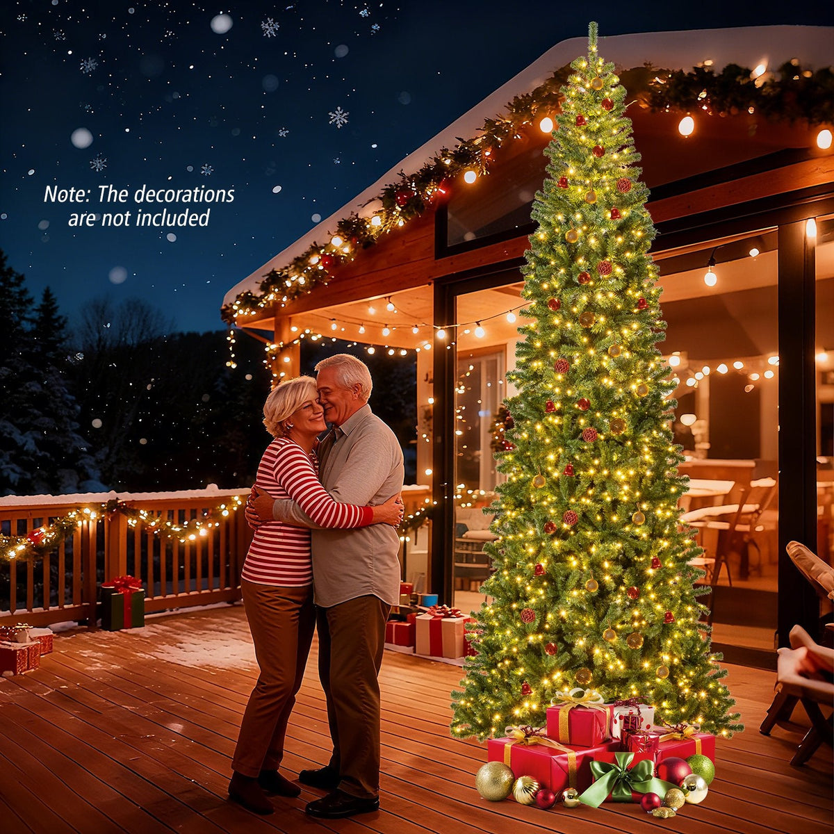 12 FT Pre-Lit Hinged Artificial Christmas Tree, 2536 PVC Tips and 1030 Warm White LED Lights