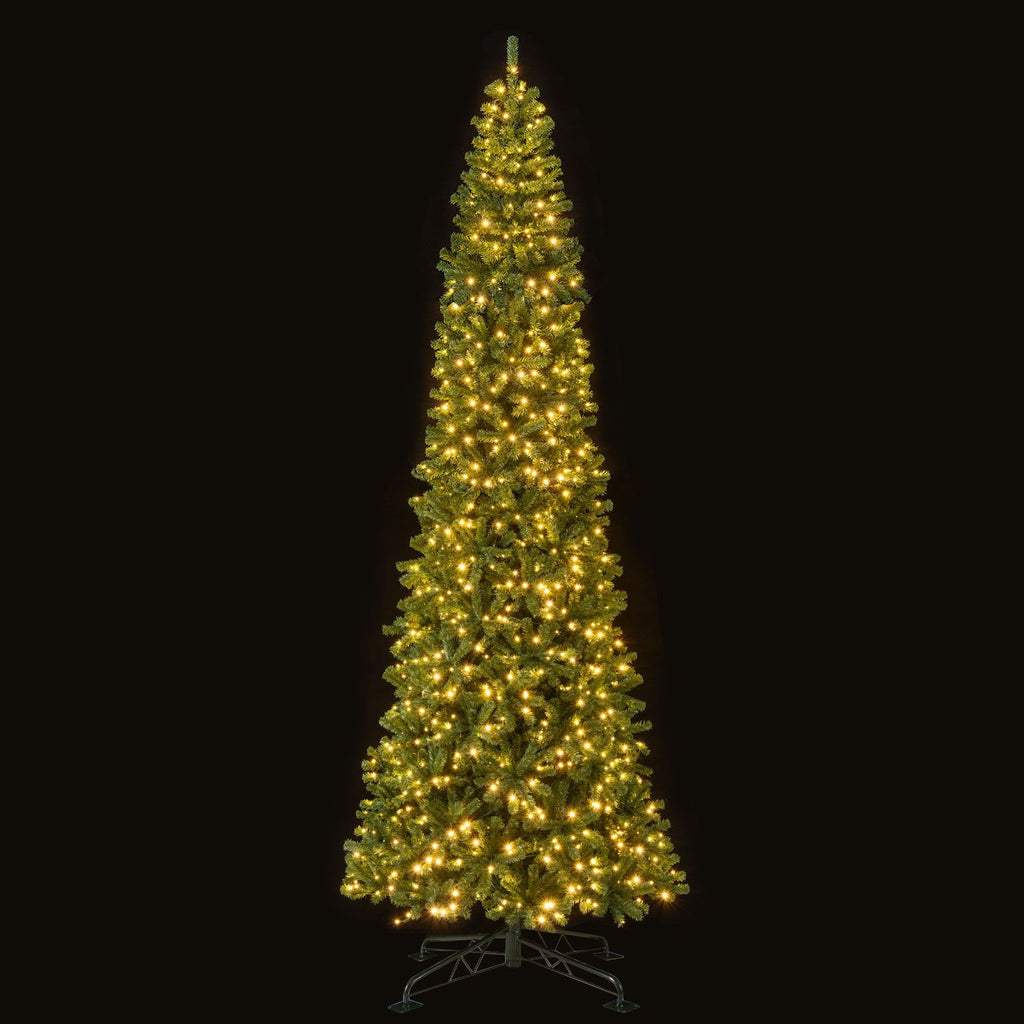 12 FT Pre-Lit Hinged Artificial Christmas Tree, 2536 PVC Tips and 1030 Warm White LED Lights