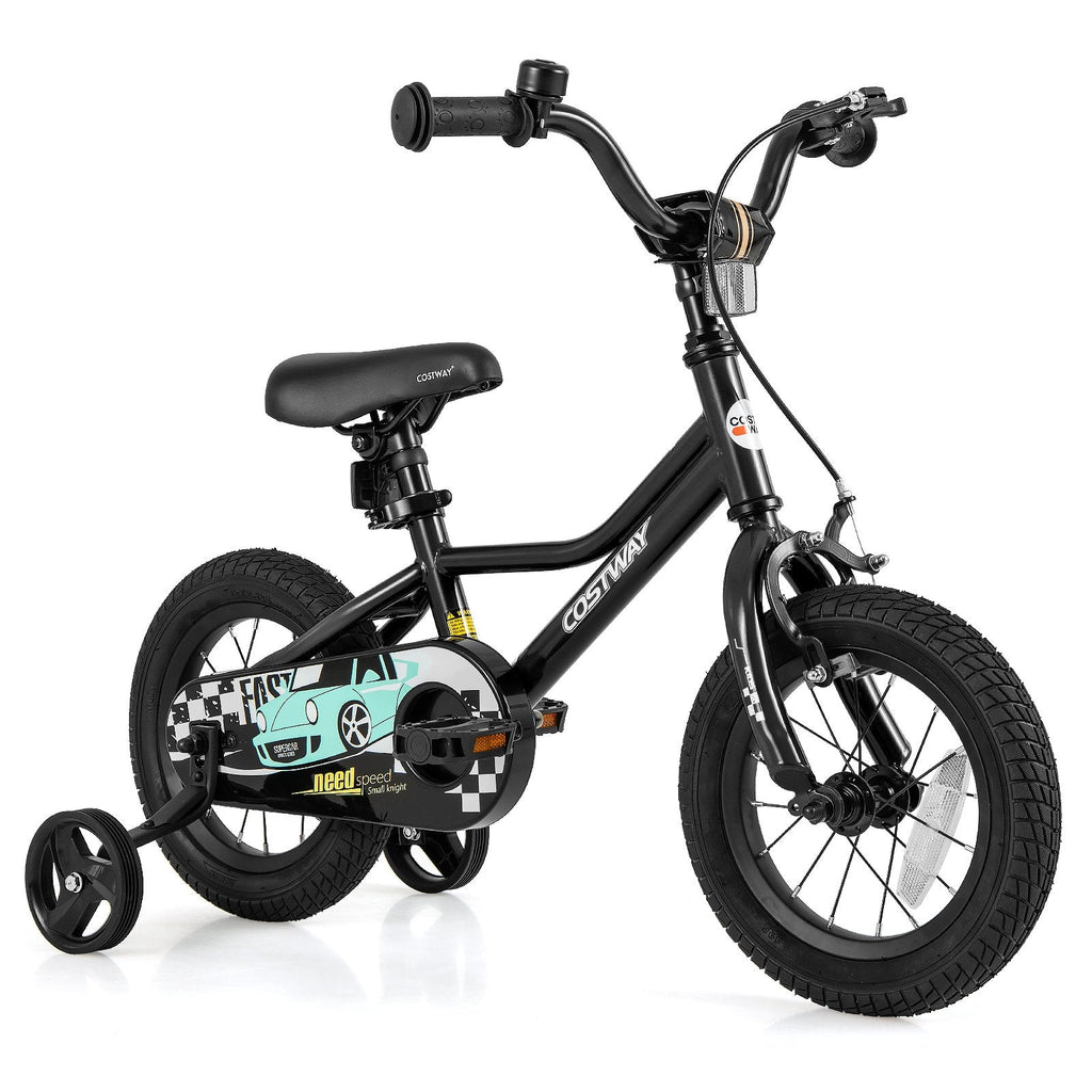 12 Inch Kids Bike with Low Step Frame and Removable Training Wheels, Black
