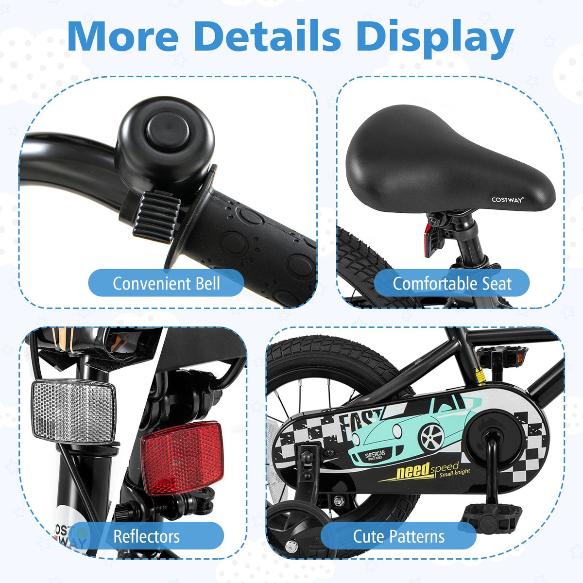 12 Inch Kids Bike with Low Step Frame and Removable Training Wheels, Black